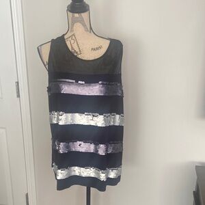 Lane Bryant Black and Silver Sequin Tank Top in size-18/20